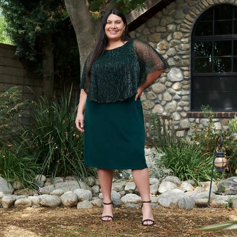 Alyssa Hunter Green Metallic Cape Dress Tunics Luxurious high-end