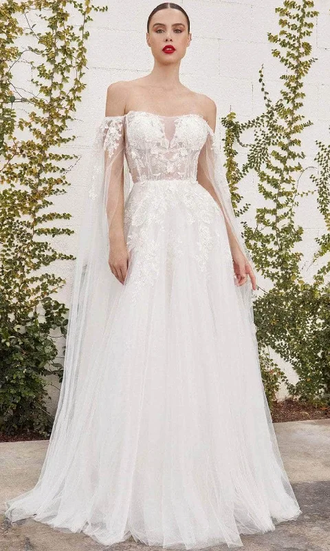 Andrea and Leo A1080W - Off-Shoulder Cape Sleeve Wedding Dress Tunics Cozy soft
