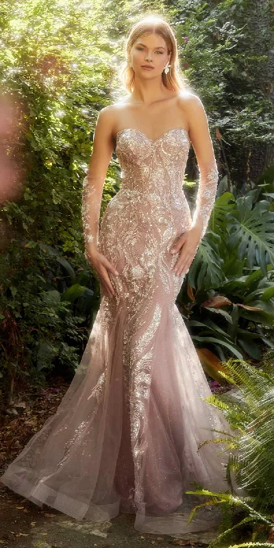Andrea & Leo A1157 Long Rose-Tinted Glass Beaded Gown With Matching Gloves Tunics Business professional Andrea & Leo A1157 Long Rose-Tinted Glass Beaded Gown With Matching Gloves Tunics Business professional