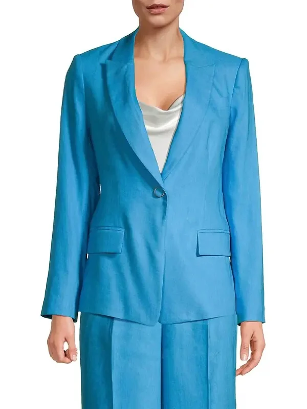 Avery Linen Blazer In Sky Blue Women's Handmade Blazer