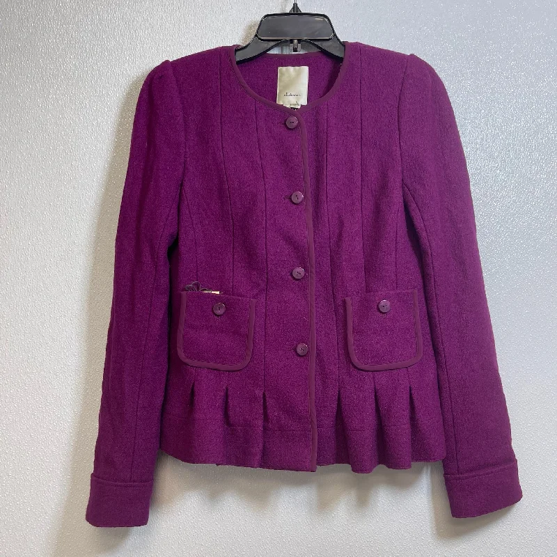 Blazer By Anthropologie In Eggplant, Size: 4 Women's Short Blazer