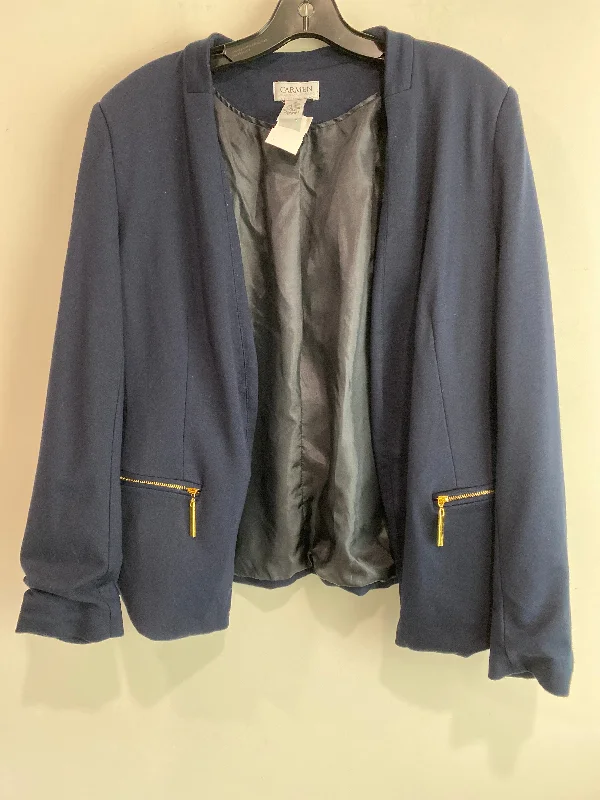 Blazer By Carmen By Carmen Marc Valvo In Blue, Size: L Women's High-End Blazer