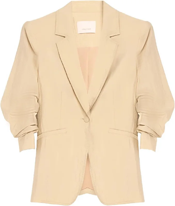Cinq a Sept Women's Khloe Tumbled Woven Blazer, Khaki Women's Solid Blazer