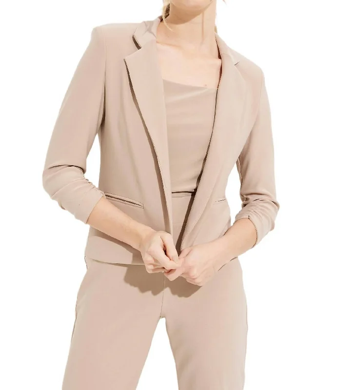 Cropped Blazer In Latte Women's Elegant Suit