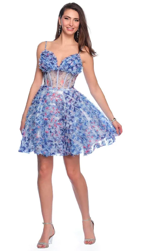 Dave & Johnny 11768 - Illusion Waist Ruffles Cocktail Dress Tunics Sophisticated sleek Dave & Johnny 11768 - Illusion Waist Ruffles Cocktail Dress Tunics Sophisticated sleek
