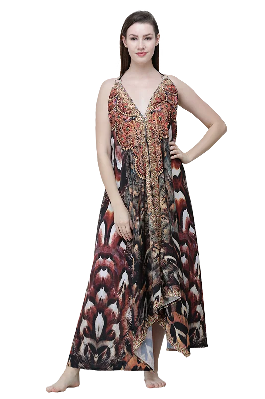 Silky Long Dress Maxi Flowy Bohemian