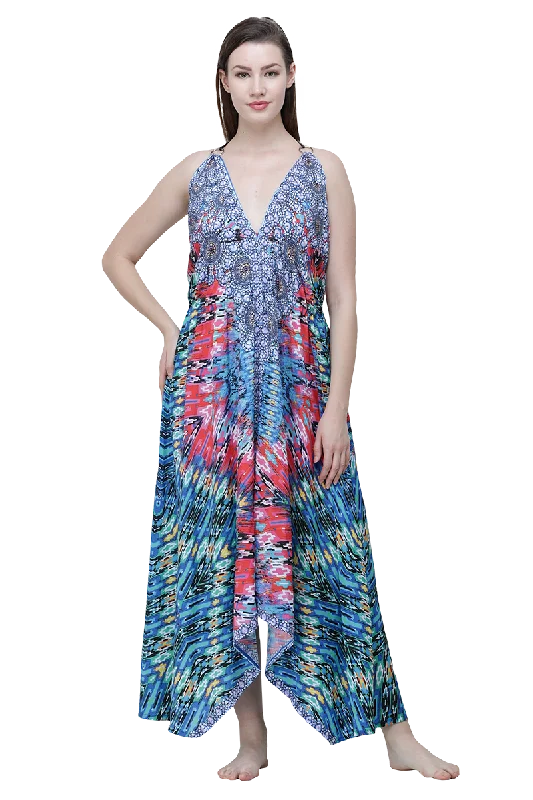 Silky Long Dress Halter Neckline Beach