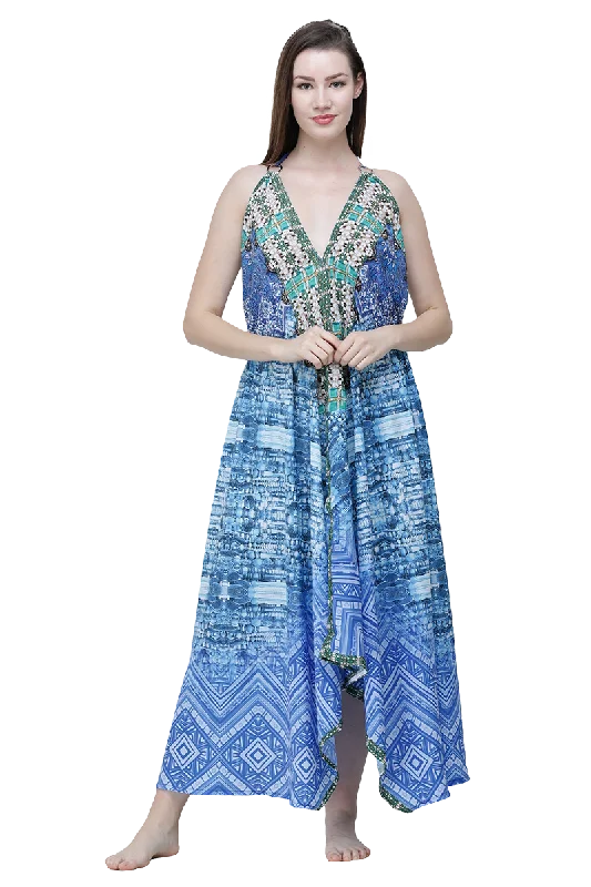 Silky Long Dress Tunics Print Colorful