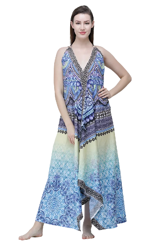 Silky Long Dress Cowl Neckline Elegant