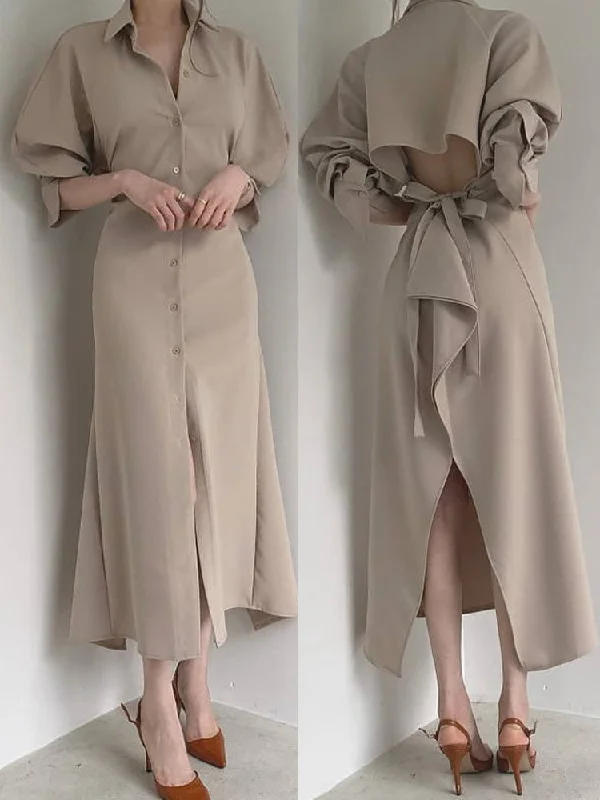 Elegant Casual Split High Waist Ladies Dresses Pencil Office Professional