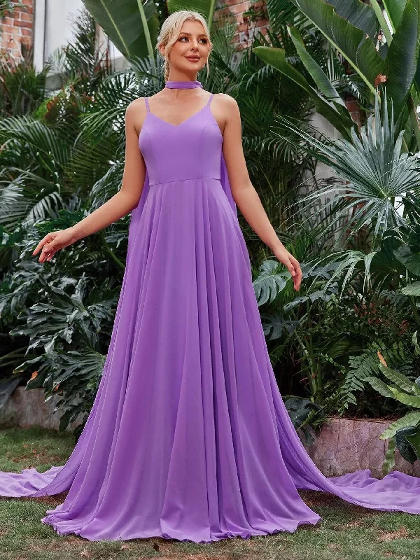 Elegant Chiffon A Line Cami Formal Dress With Cape Casual Short Summer