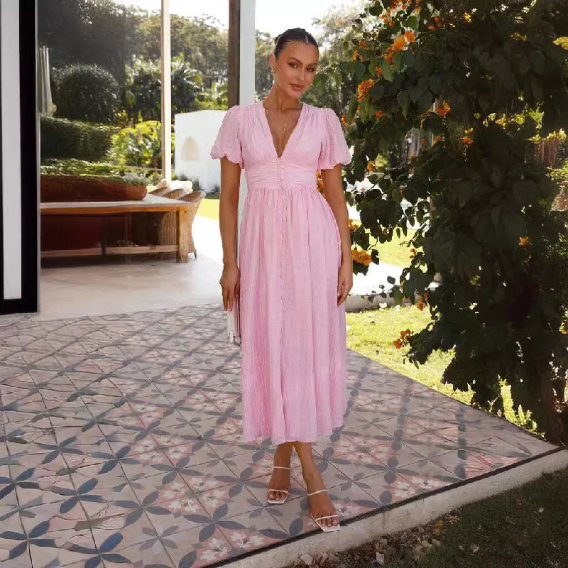 Elegant V Neck Summer Long Dresses Tunics Chinos classic