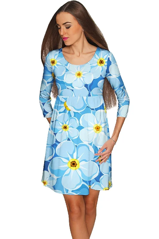 Forget-Me-Not Gloria Empire Waist Blue Dress - Women Tunics Exclusive limited