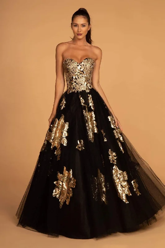 GLS by Gloria GL2654 - Strapless Gold Embellished Pleated Long Dress Tunics Distressed trendy GLS by Gloria GL2654 - Strapless Gold Embellished Pleated Long Dress Tunics Distressed trendy
