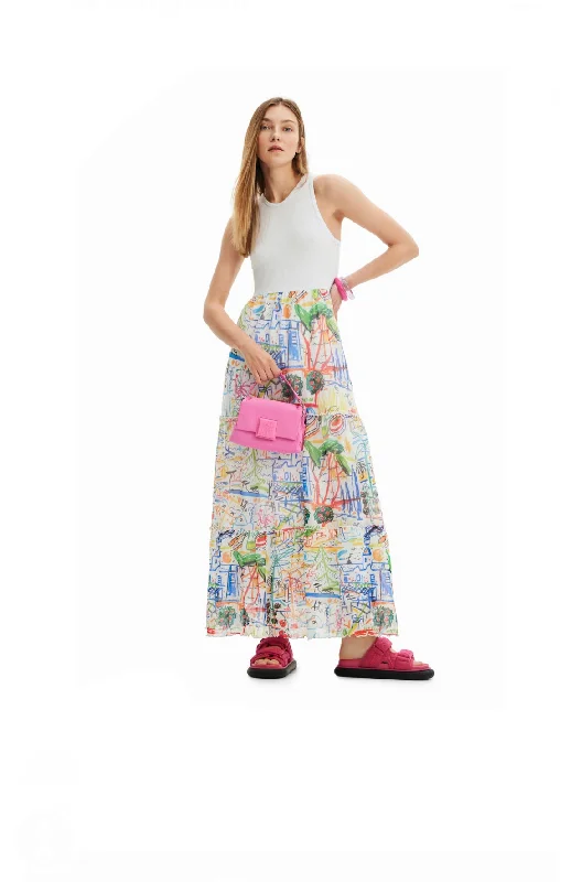 Long Dress with 2 piece effect sleeveless women Tunics Satin smooth