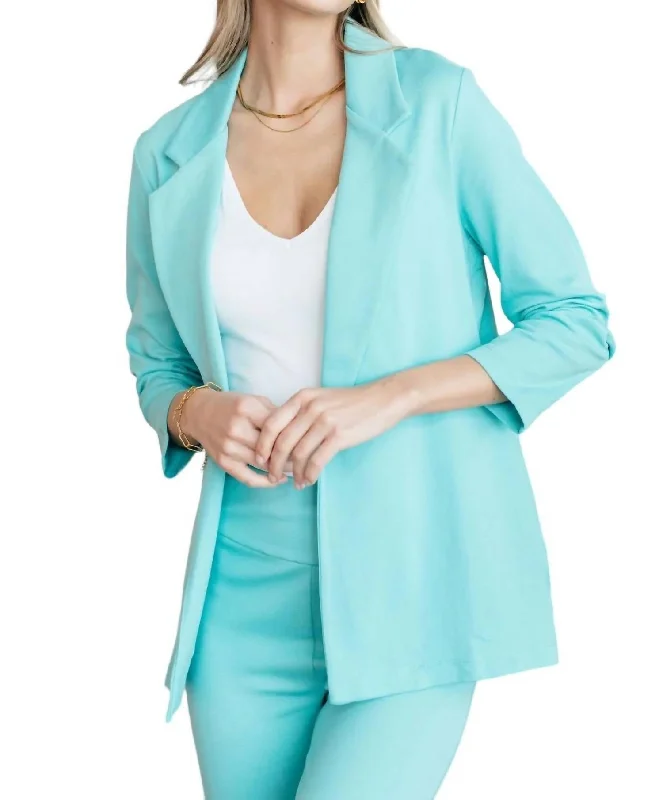 Magic 3/4 Blazer In Aqua Women's Elegant Jacket