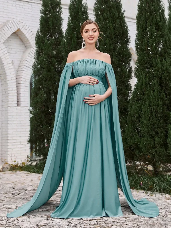 Maternity Off Shoulder Cape Sleeves Maxi Prom Dress Tunics Cozy comfortable