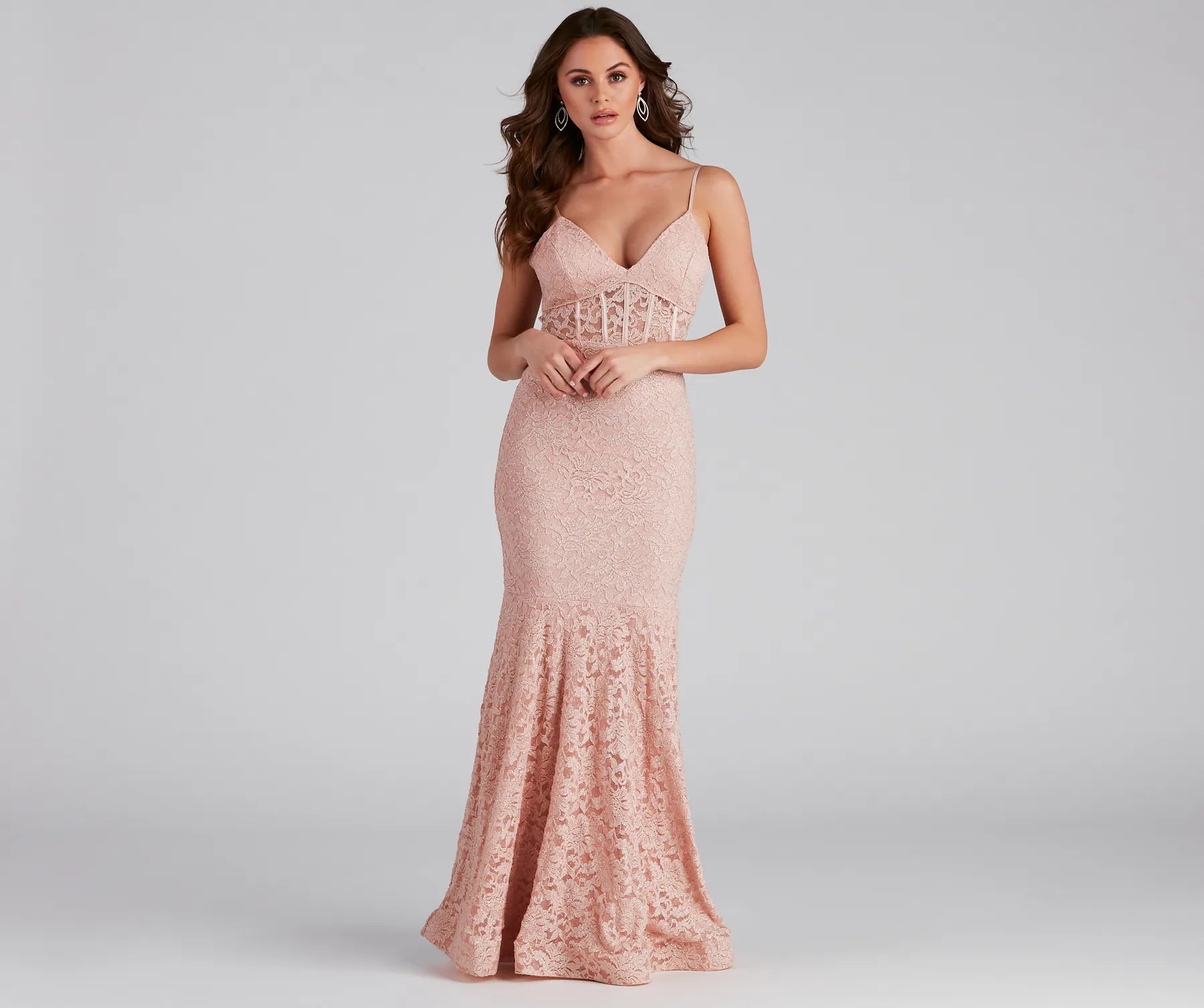 Normani Formal Lace Corset Mermaid Long Dress sweetheart Neckline Romantic