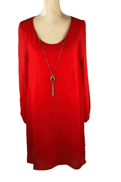 Tacera women's red dress with attached necklace size S Tunics Gym athletic