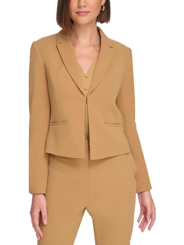 Petites Womens Collar Crepe Open-Front Blazer Women's Custom Jacket