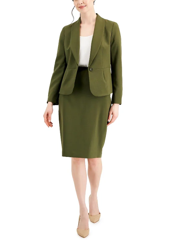Petites Womens Shawl Collar Work One-Button Blazer Women's Boutique Suit