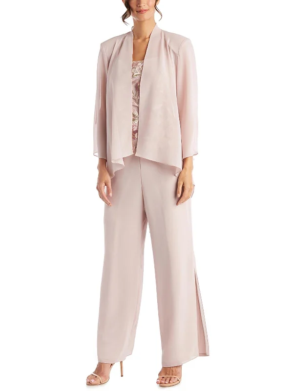 Petites Womens Sheer Open Front Duster Blazer Women's Luxury Jacket
