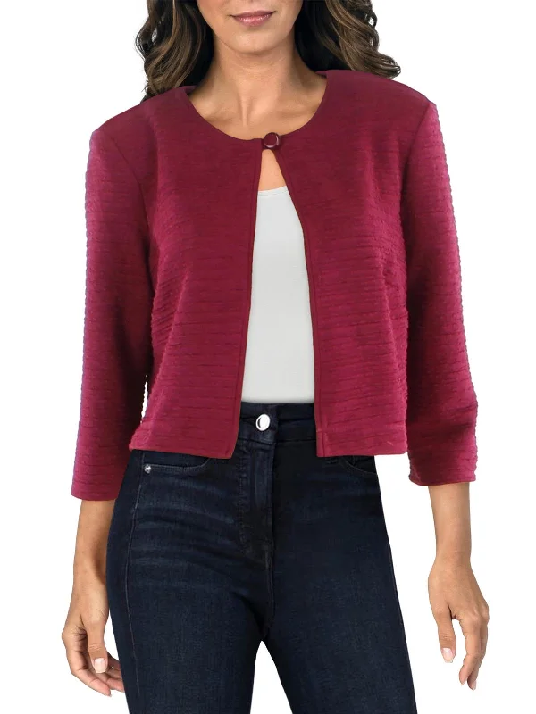 Petites Womens Textured Button Collarless Blazer Women's Fashion Blazer