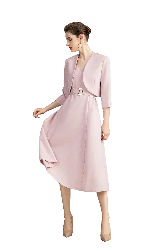 Two Piece Pink Blazer Dress Set Women's High-End Blazer