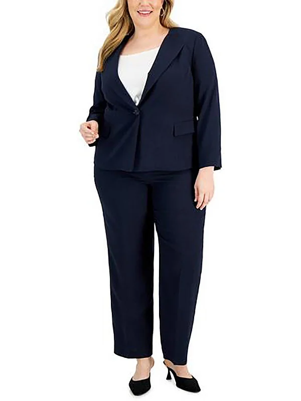 Plus Womens Business Work Wear One-Button Blazer Women's Vintage Jacket