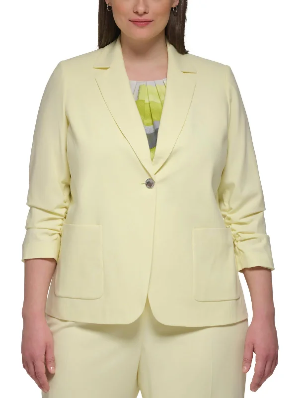 Plus Womens Crepe One-Button Blazer Women's Luxurious Suit