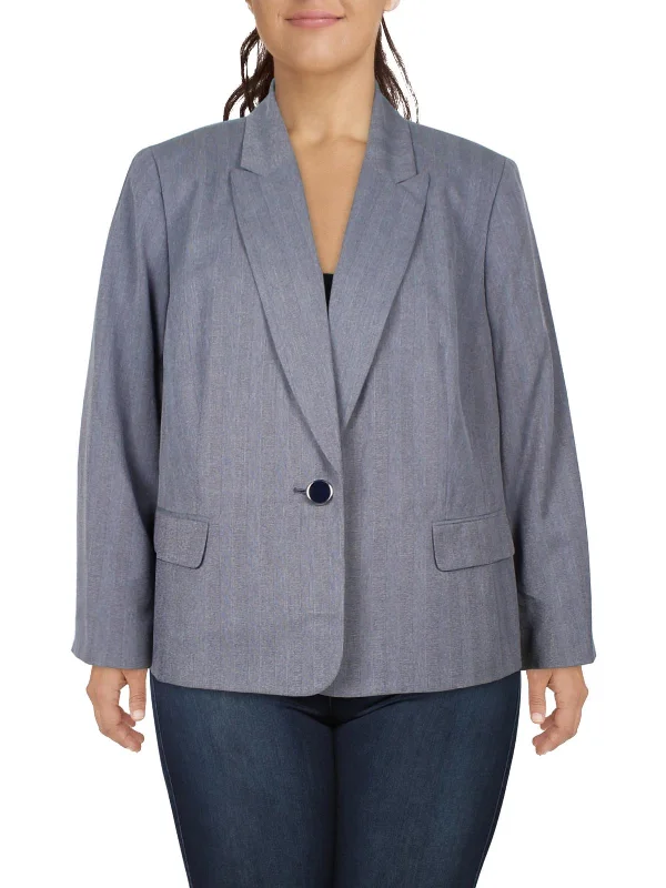 Plus Womens Pattern Polyester One-Button Blazer Fashion Women's Blazer