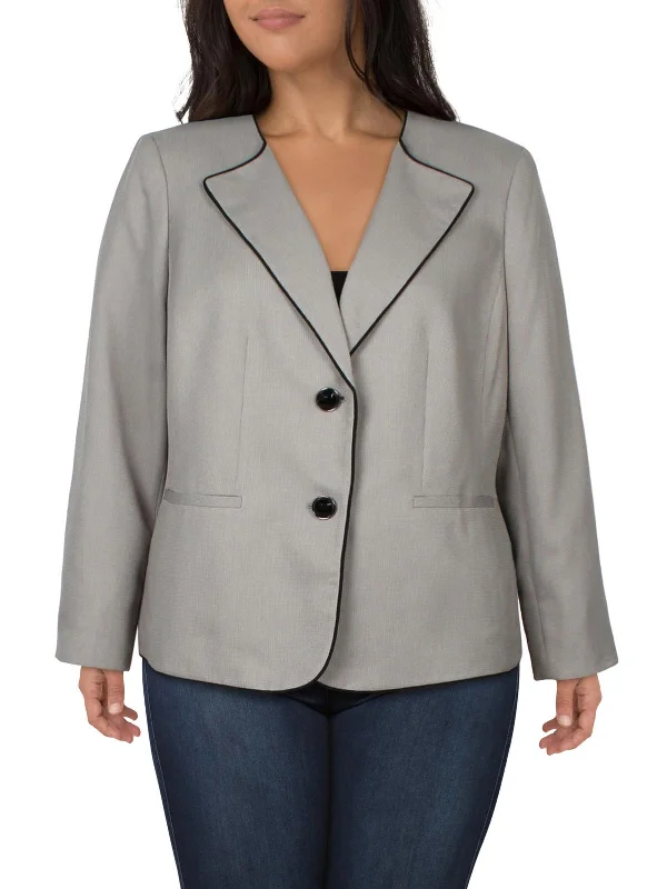 Plus Womens Pattern Polyester Two-Button Blazer Women's Luxurious Jacket