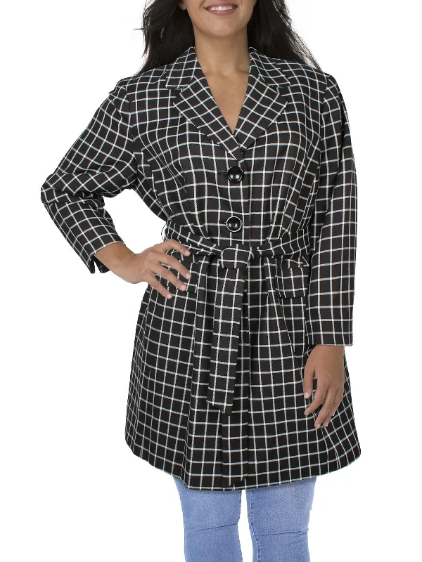 Plus Womens Window Pane Polyester Double-Breasted Blazer Milan Custom Blazer