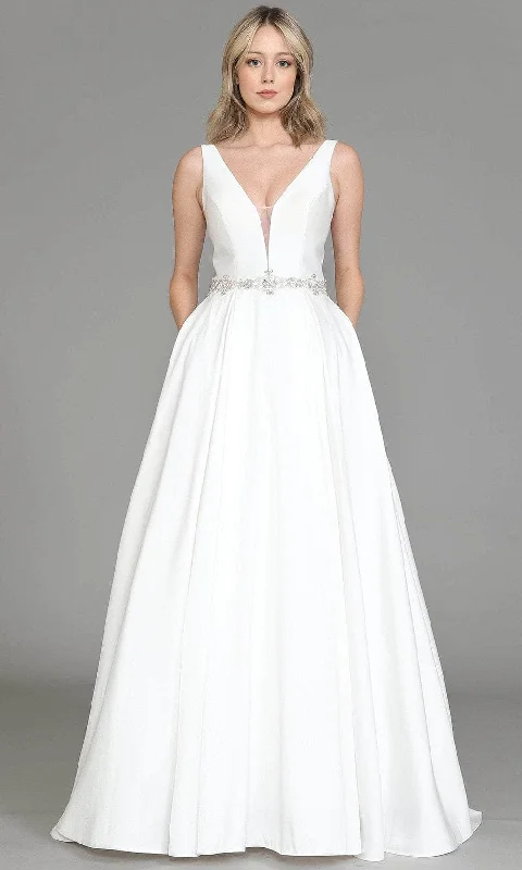 Poly USA 8498 - V-Neck Jeweled Waistline Bridal Gown Tunics Plaid country