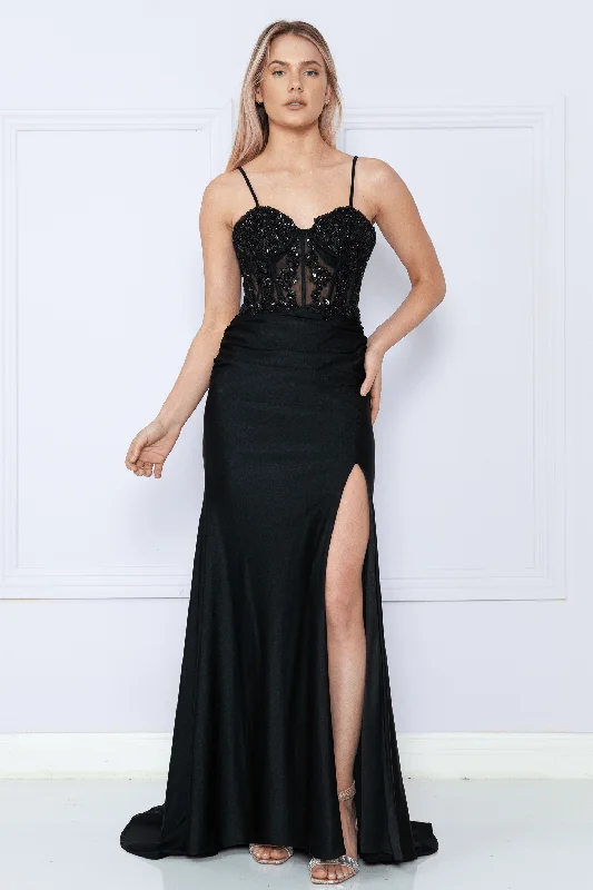 Poly USA 9138 - Spaghetti Open Back Long Dress Tunics Favorite customer