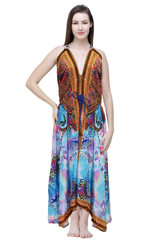 Silky Long Dress Turtleneck Neckline Stylish