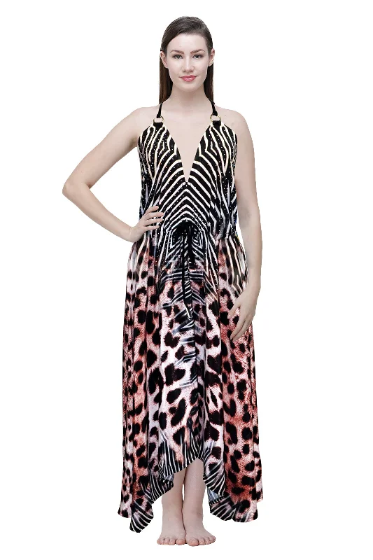 Silky Long Dress Crew Neckline Casual