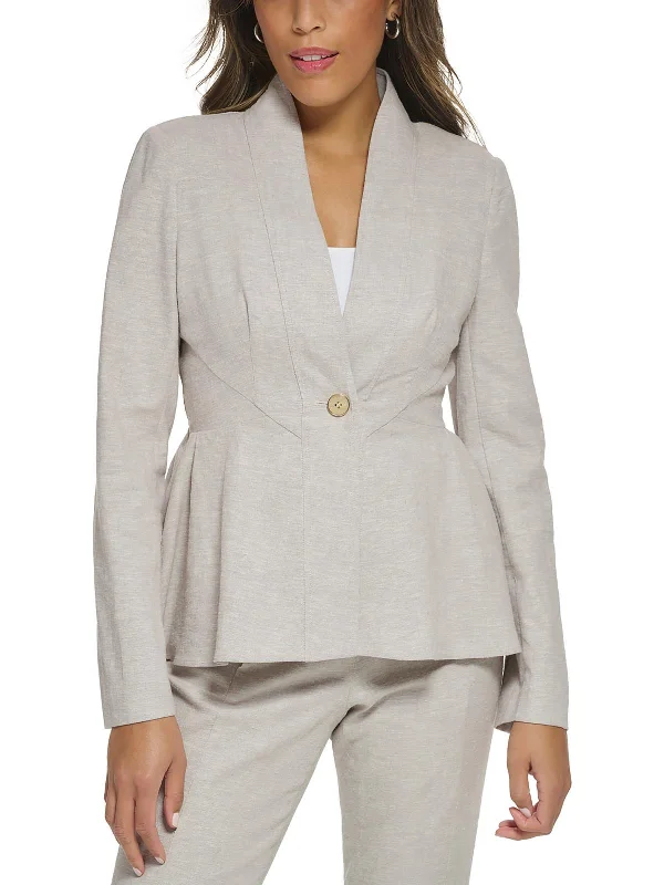 Spring Fling Womens Peplum Linen One-Button Blazer Milan Custom Blazer