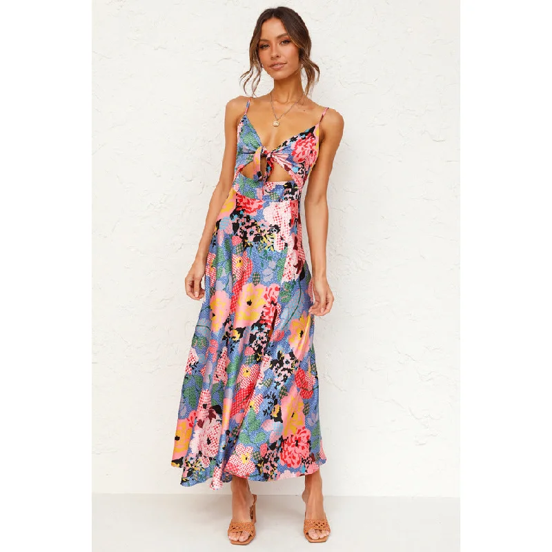 Sweety Summer Floral Print Sleeves Long Dresses Tunics Fleece cozy