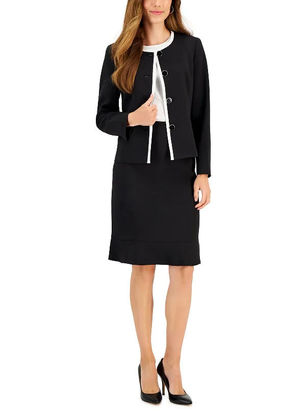 Womens Contrast Trim Business Collarless Blazer Women's Wedding Blazer