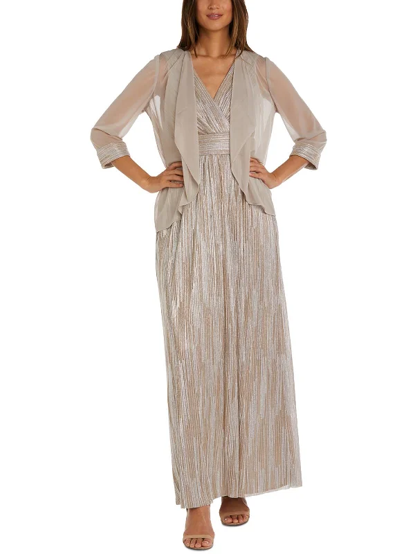 Womens Open Front Metallic Trim Collarless Blazer High-End Women's Suit