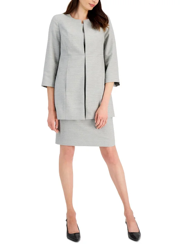 Womens Textured Polyester Open-Front Blazer Women's Boutique Suit