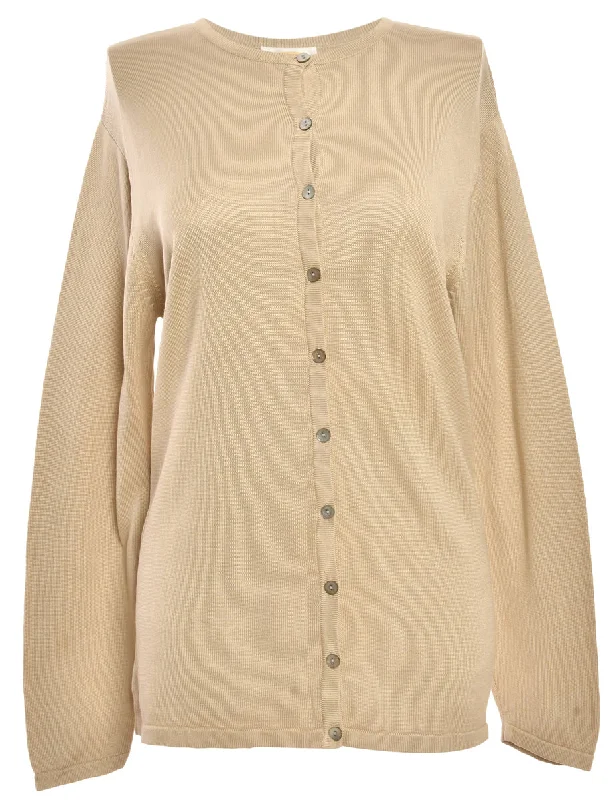 Button Through Beige Cardigan - L Fleece Fabric Down Fabric Feather Fabric