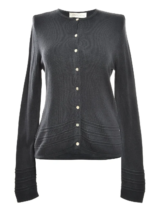Button Through Black Cardigan - M Mesh Fabric Canvas Fabric Denim Fabric