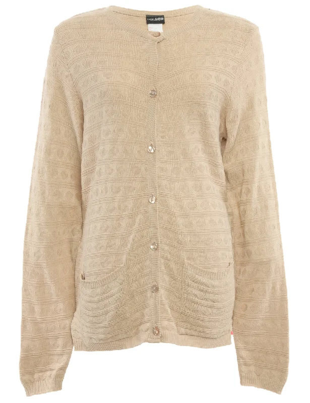Button Through Brown Cardigan - L Cardigan Knitwear Sweater