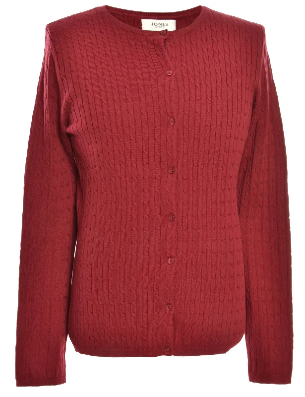 Button Through Maroon Cardigan - L Rayon Fabric Velvet Fabric Corduroy Fabric