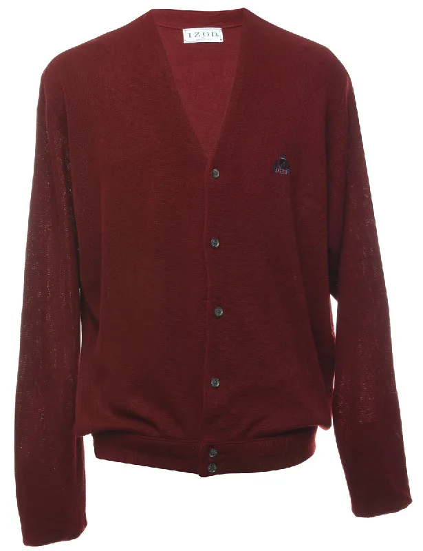 Izod Cardigan - L Solid Print Embellished