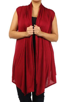Plus Size Vest Women Open Front Cardigan New Wrap Sleeveless Burgundy Plaid Cardigan Polka Dot Checkered