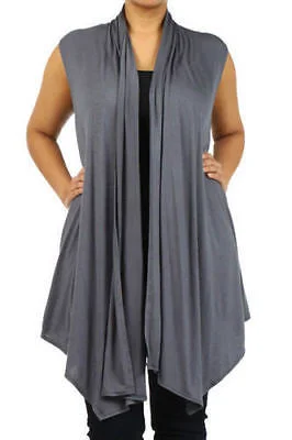 Plus Size Vest Women Open Front Cardigan New Wrap Sleeveless Gray Boxy Cardigan Fitted Cardigan A-Line