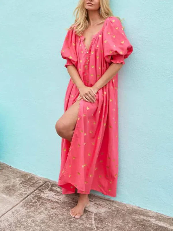 Printed Cardigan Short Charming Sleeve Oversized Midi Dress Print Jacquard Patchwork